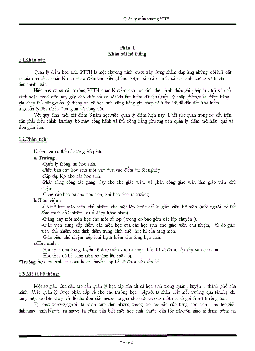 image for page Phân tích hệ thống quản lý điểm ở trường phổ thông trung học