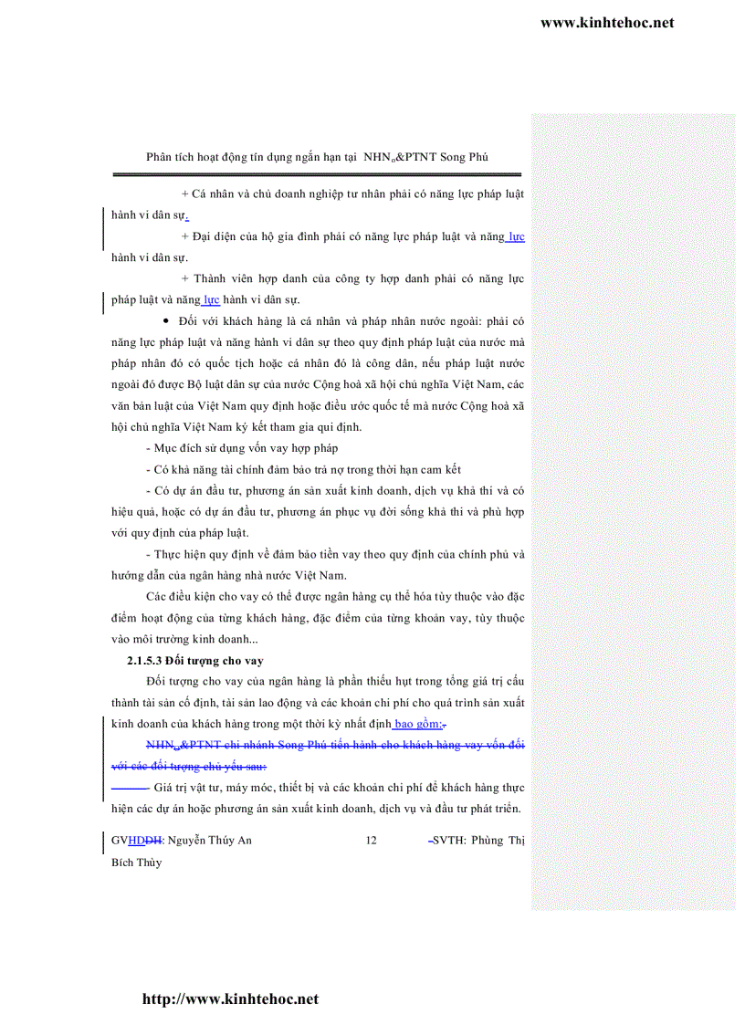 image for page Phân tích hoạt động tín dụng ngắn hạn tại ngân hàng nông nghiệp và phát triển nông thôn chi nhánh song phú huyện tam bình