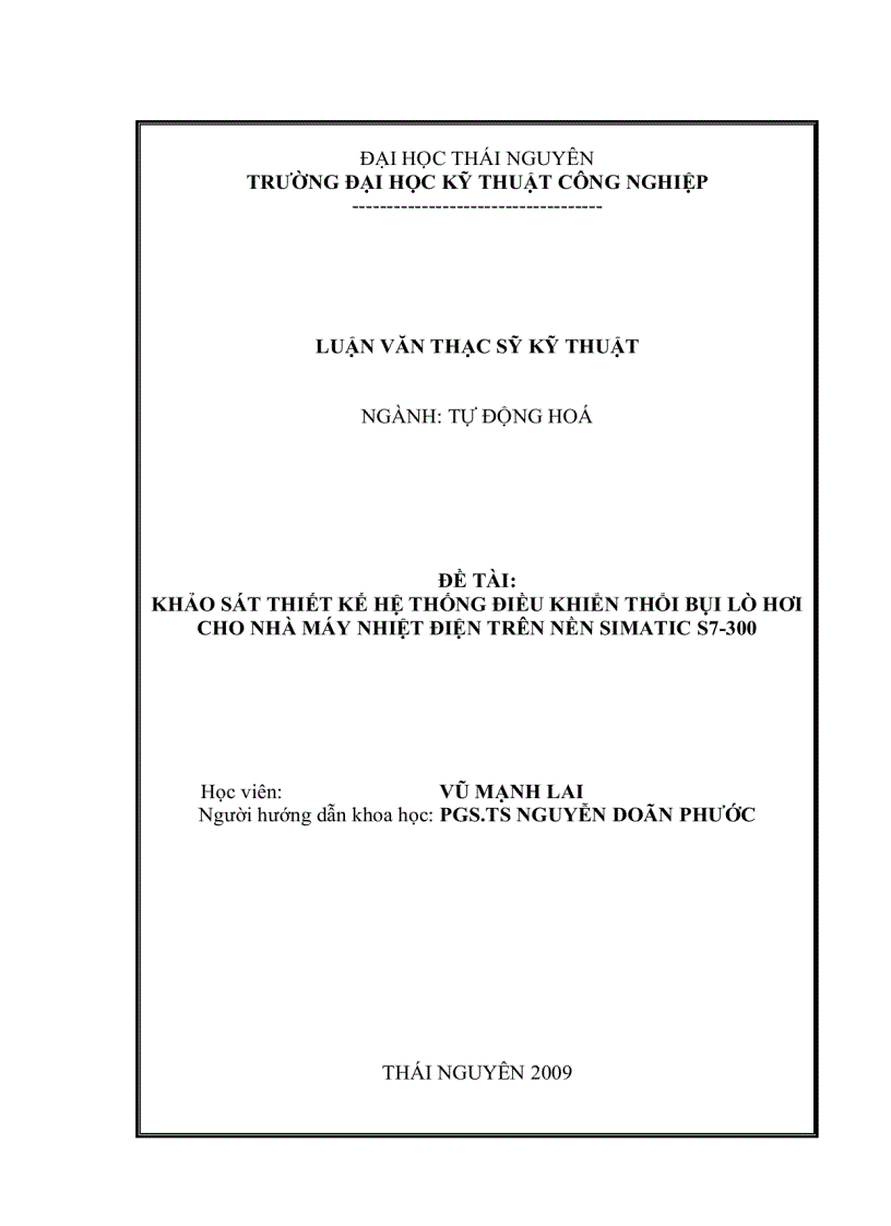 image for page Khảo sát thiết kế hệ thống điều khiển thổi bụi lò hơi cho nhà máy nhiệt điện trên nền Simatic S7 300