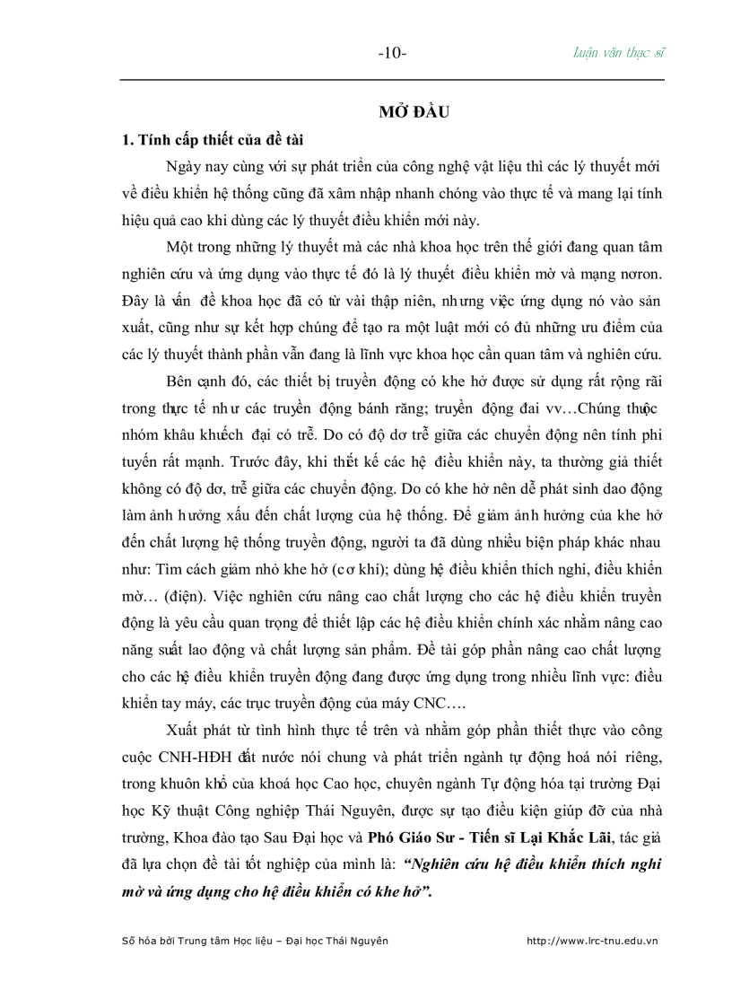 image for page Nghiên cứu hệ điều khiển thích nghi mờ và ứng dụng cho hệ truyền động khe hở