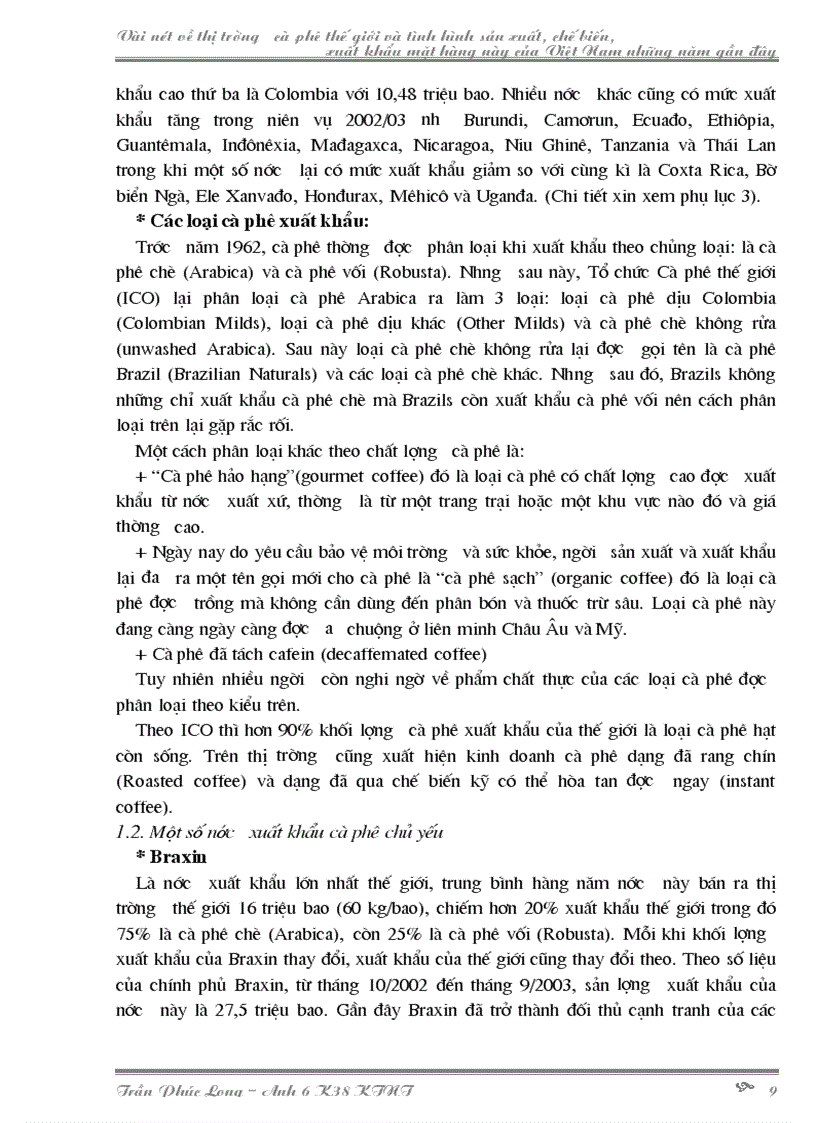 image for page Vài nét về thị trường cà phê thế giới và tình hình sản xuất chế biến xuất khẩu mặt hàng này của Việt Nam những năm gần đây