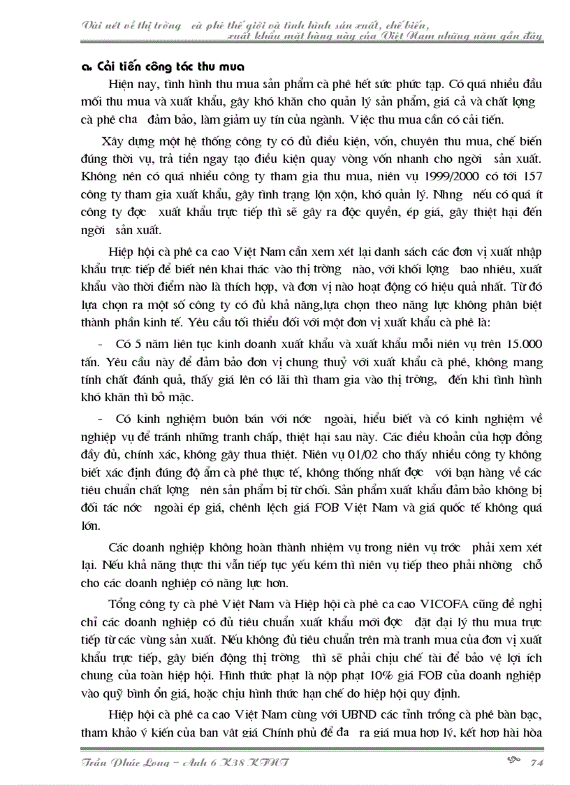 image for page Vài nét về thị trường cà phê thế giới và tình hình sản xuất chế biến xuất khẩu mặt hàng này của Việt Nam những năm gần đây