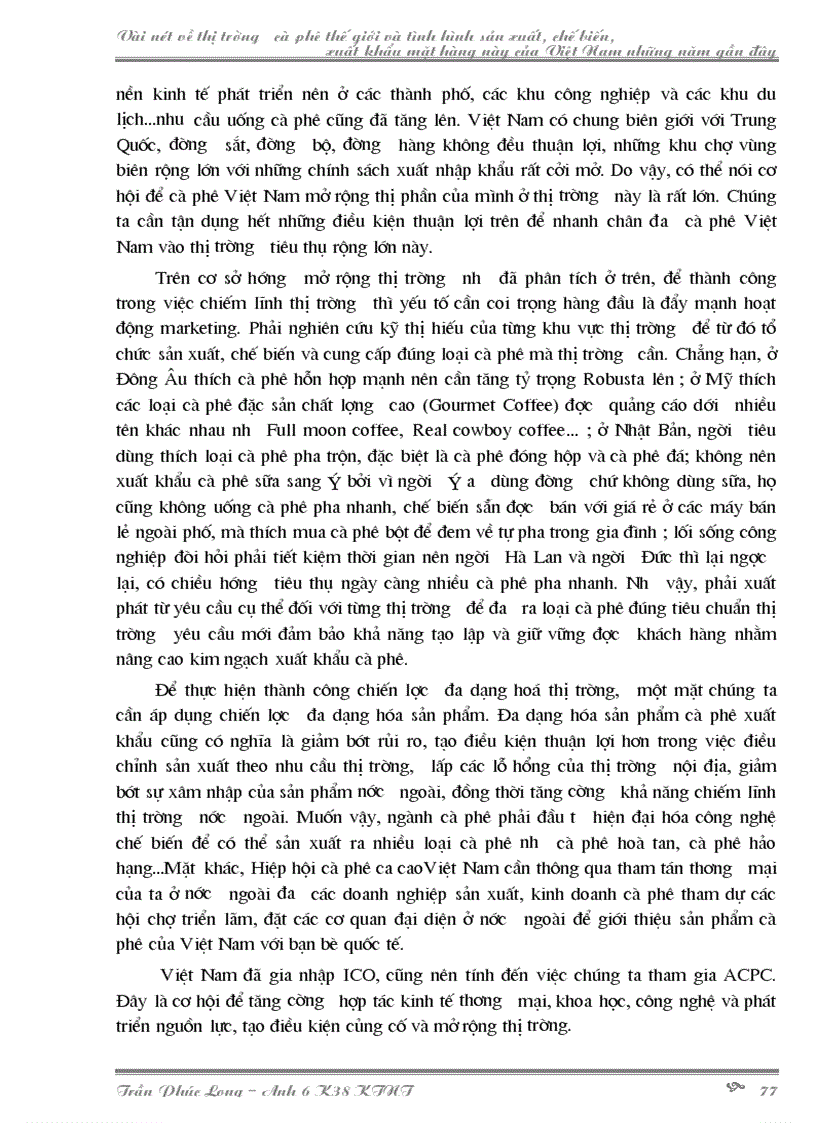 image for page Vài nét về thị trường cà phê thế giới và tình hình sản xuất chế biến xuất khẩu mặt hàng này của Việt Nam những năm gần đây