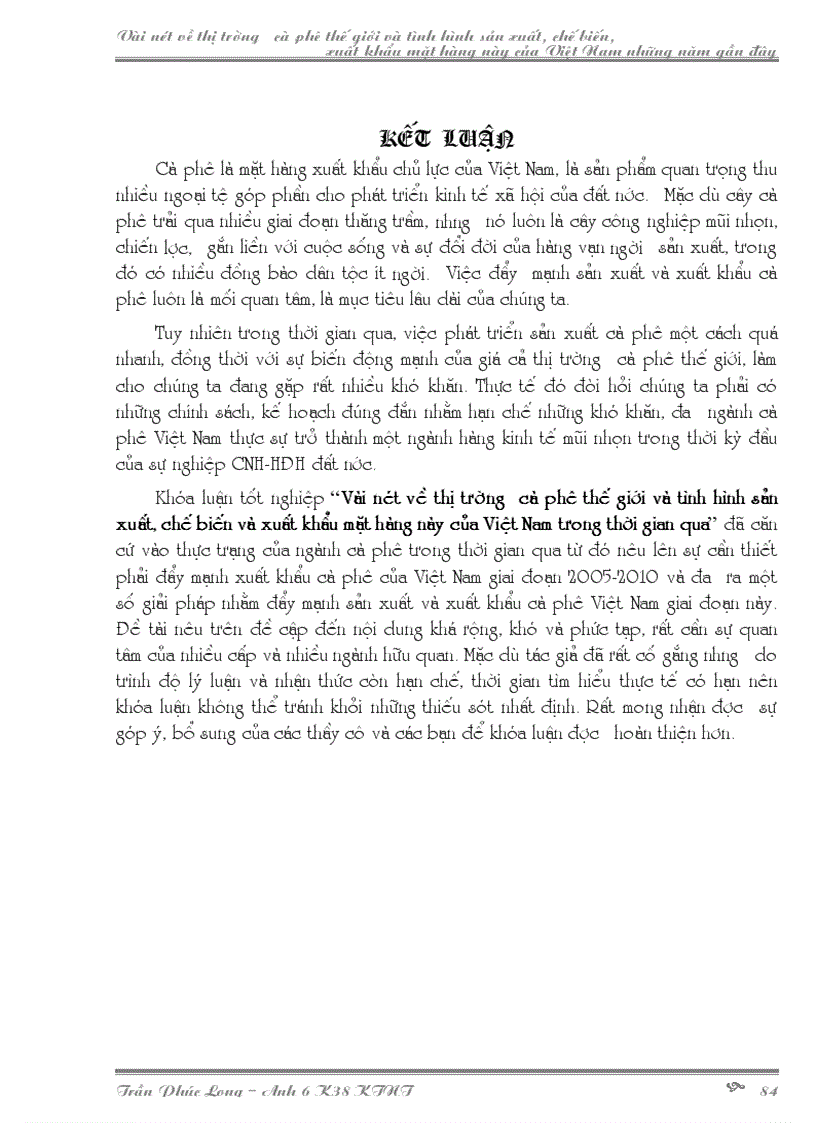 image for page Vài nét về thị trường cà phê thế giới và tình hình sản xuất chế biến xuất khẩu mặt hàng này của Việt Nam những năm gần đây