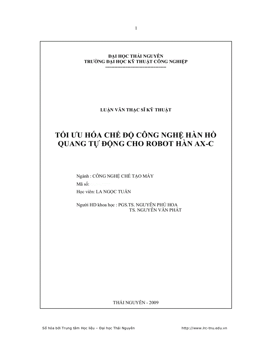 image for page Tối ưu hóa chế độ công nghệ hàn hồ quang tự động cho Robot hàn AX C