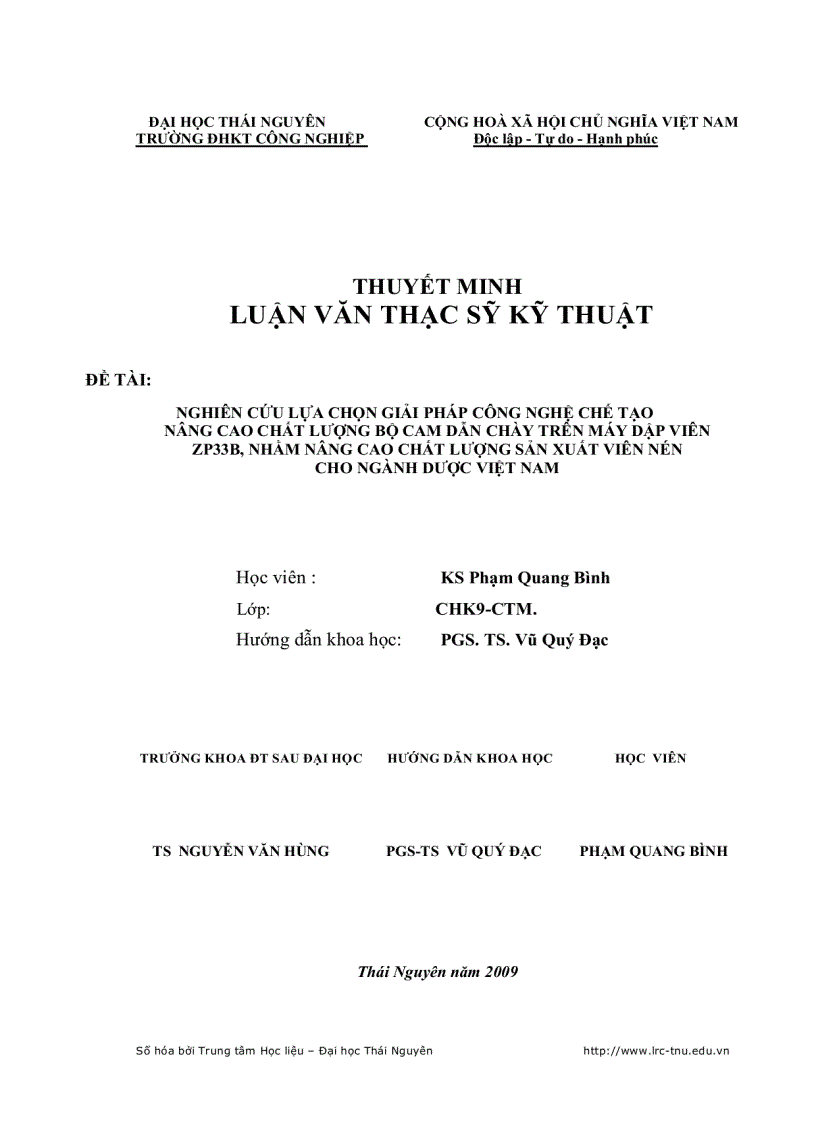 image for page Nghiên cứu lựa chọn giải pháp công nghệ nâng cao chất lượng bộ Cam dẫn chày trên máy dập viên ZP33 nhằm nâng cao chất lượng sản xuất viên nén dược
