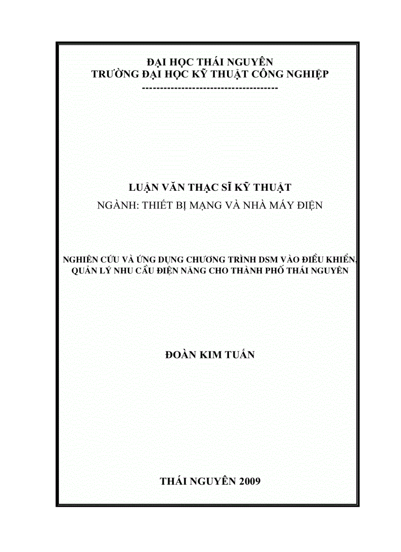 image for page Nghiên cứu và ứng dụng chương trình DSM vào điều khiển quản lý nhu cầu điện năng cho thành phố Thái Nguyên