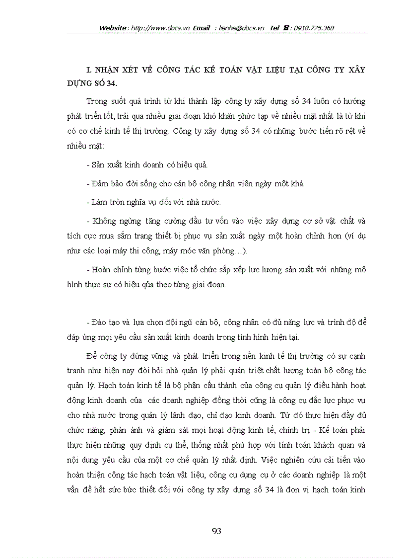 image for page Tổ chức công tác kế toán nguyên vật liệu công cụ dụng cụ ở công ty xây dựng số 34