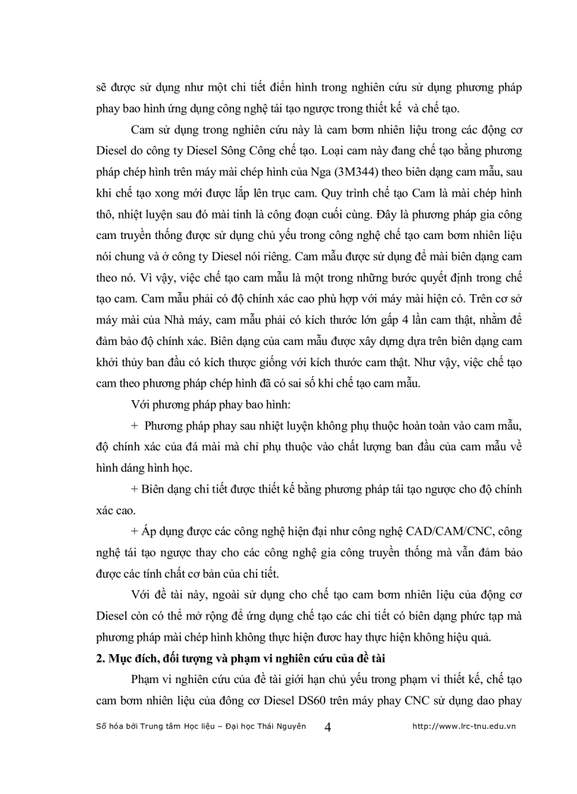 Nghiên cứu thiết kế chế tạo cam của trục cam DS60 động cơ Diesel bằng phương pháp bao hình và các giải pháp công nghệ bề mặt nâng cao chất lượng Cam