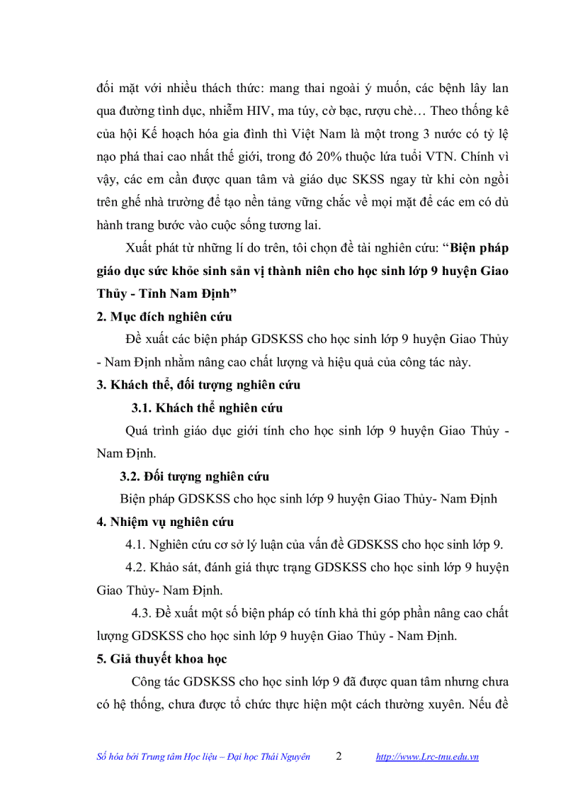 image for page Biện pháp giáo dục sức khỏe Sinh sản vị thành niên cho học sinh lớp 9 huyện Giao Thủy tỉnh Nam Định