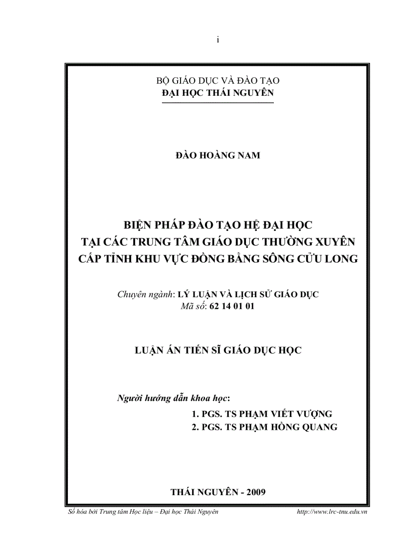 image for page Biện pháp đào tạo hệ Đại học tại các Trung tâm Giáo dục thường xuyên cấp Tỉnh khu vực Đồng bằng sông Cửu Long