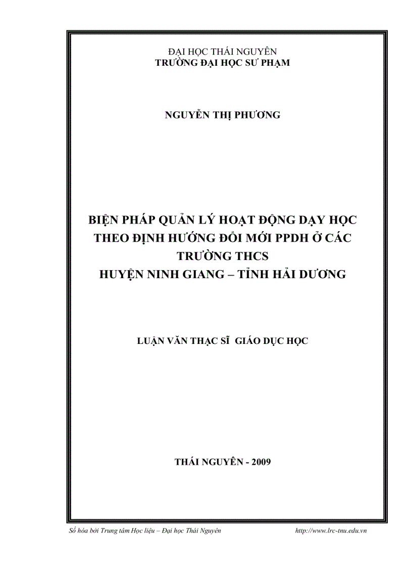 image for page Biện pháp quản lý hoạt động dạy học theo định hướng đổi mới Phương pháp dạy học ở các trường THCS huyện Ninh Giang tỉnh Hải Dương