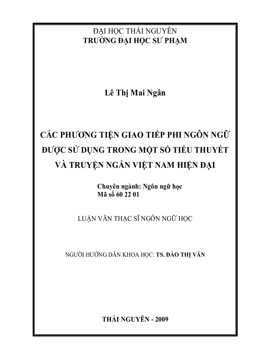 Các phương tiện giao tiếp phi ngôn ngữ được sử dụng trong một số tiểu thuyết và truyện ngắn Việt Nam hiện đại