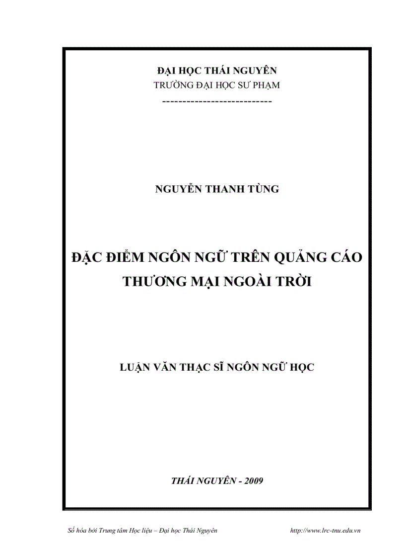 Đặc điểm ngôn ngữ trên Quảng cáo thương mại ngoài trời