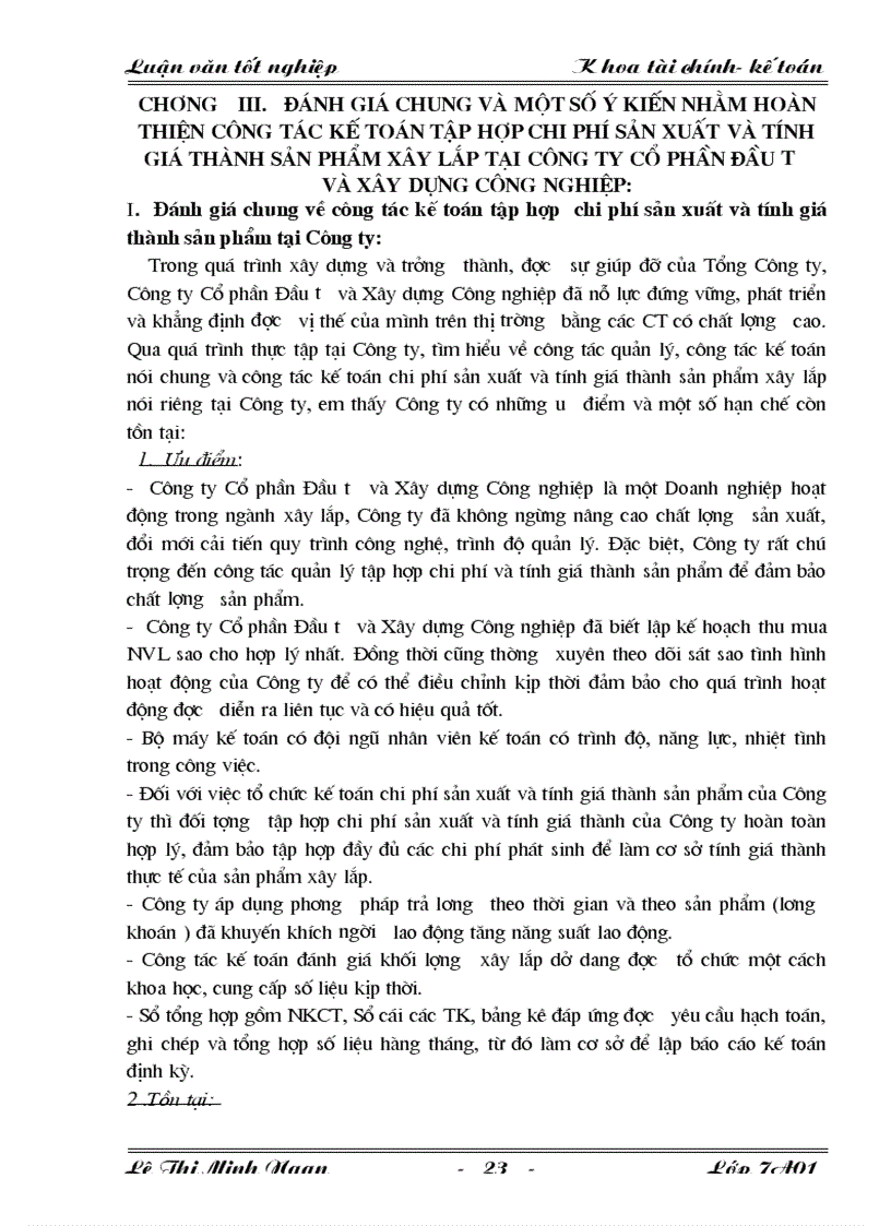 image for page Tổ chức kế toán chi phí sản xuất và và tính giá thành sản phẩm xây lắp tại Công ty Cổ phần Đầu tư và Xây dựng Công nghiệp