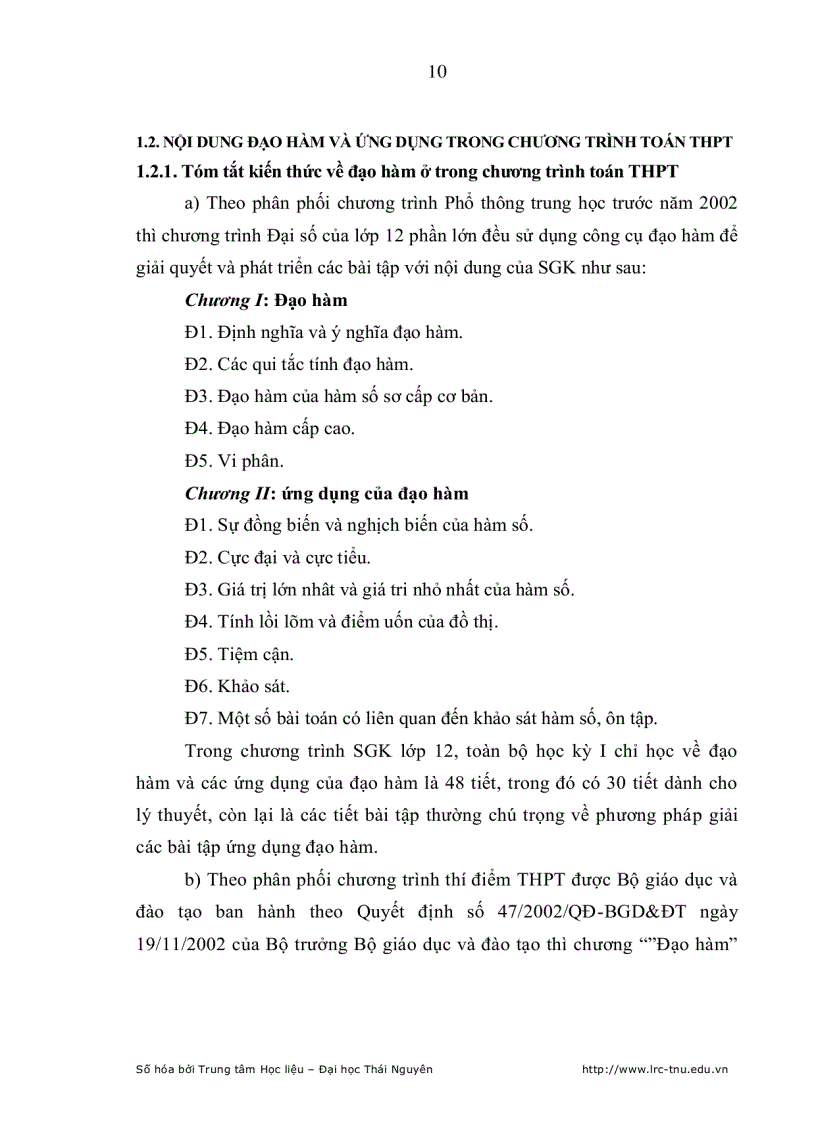 image for page Dạy học tri thức phương pháp cho học sinh qua chủ đề Giải toán có ứng dụng đạo hàm ở lớp 12 THPT