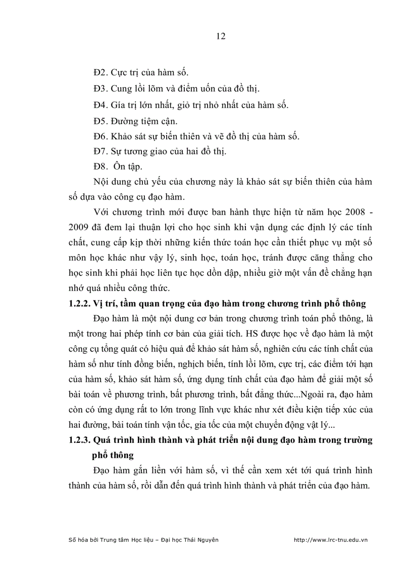 image for page Dạy học tri thức phương pháp cho học sinh qua chủ đề Giải toán có ứng dụng đạo hàm ở lớp 12 THPT
