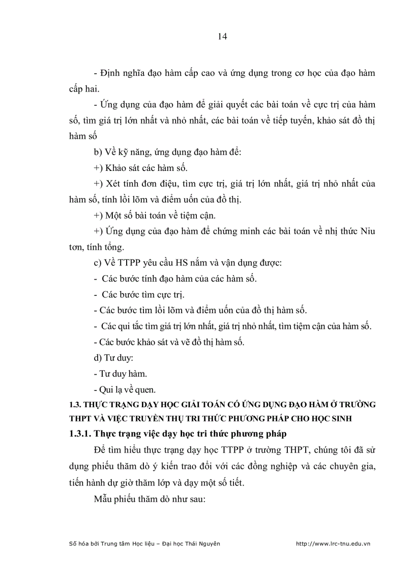 image for page Dạy học tri thức phương pháp cho học sinh qua chủ đề Giải toán có ứng dụng đạo hàm ở lớp 12 THPT