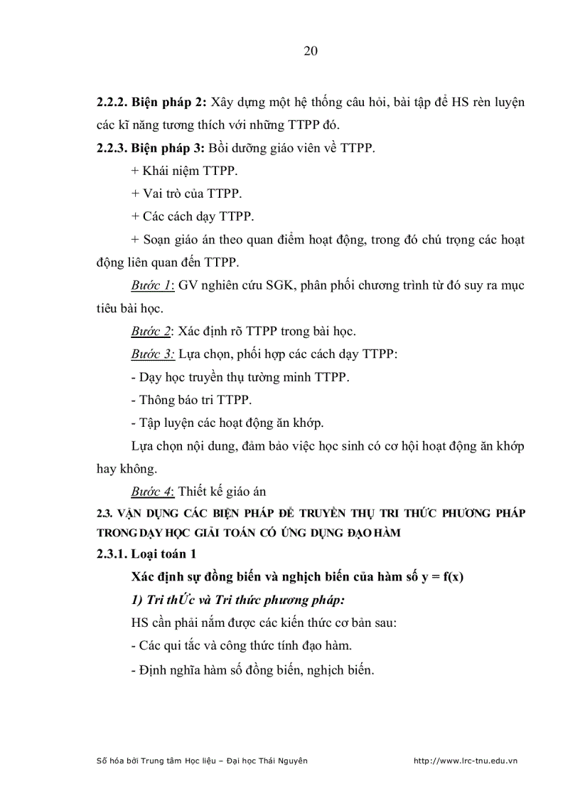 image for page Dạy học tri thức phương pháp cho học sinh qua chủ đề Giải toán có ứng dụng đạo hàm ở lớp 12 THPT