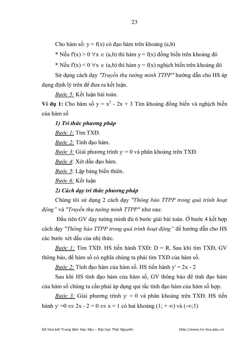 image for page Dạy học tri thức phương pháp cho học sinh qua chủ đề Giải toán có ứng dụng đạo hàm ở lớp 12 THPT