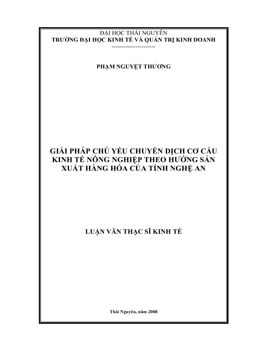 image for page Giải pháp chủ yếu chuyển dịch cơ cấu kinh tế nông nghiệp theo hướng sản xuất hàng hóa của tỉnh Nghệ An
