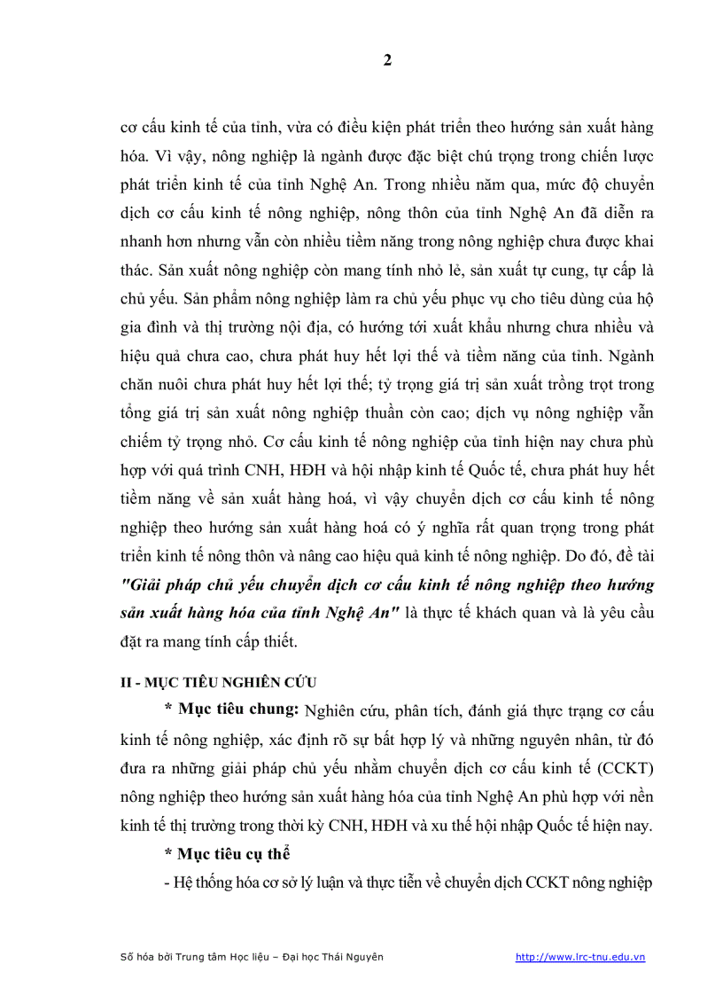 image for page Giải pháp chủ yếu chuyển dịch cơ cấu kinh tế nông nghiệp theo hướng sản xuất hàng hóa của tỉnh Nghệ An