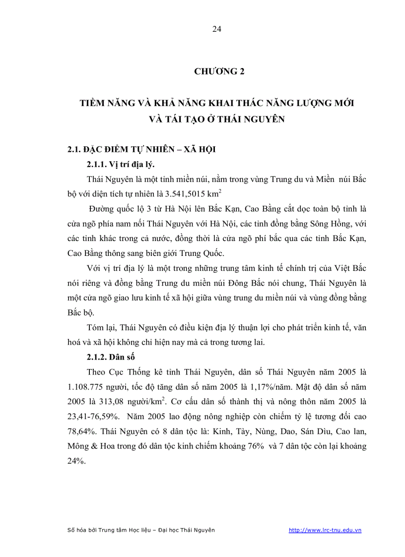 image for page Điều tra đánh giá tiềm năng và khả năng đóng góp của các nguồn NLM TT trên địa bàn tỉnh Thái Nguyên vào lưới điện của tỉnh