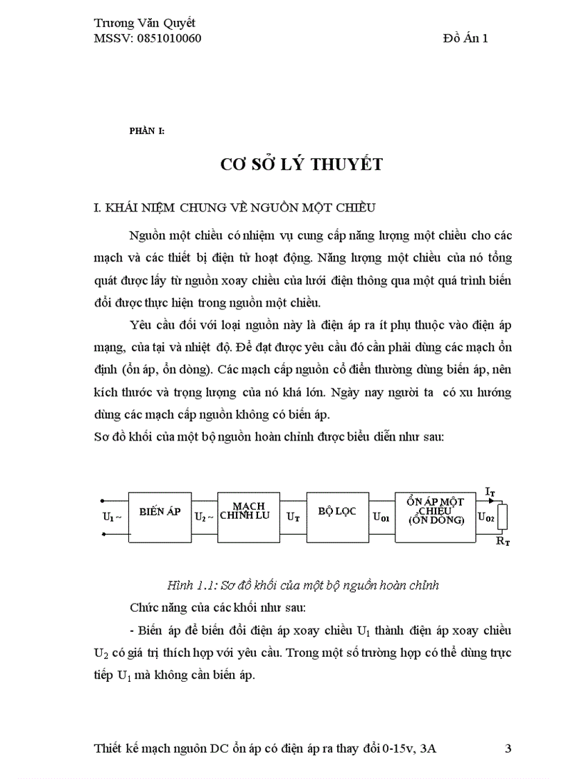 image for page Thiết kế mạch nguồn một chiều ổn áp có điện áp ra thay đổi 0 15V 3A