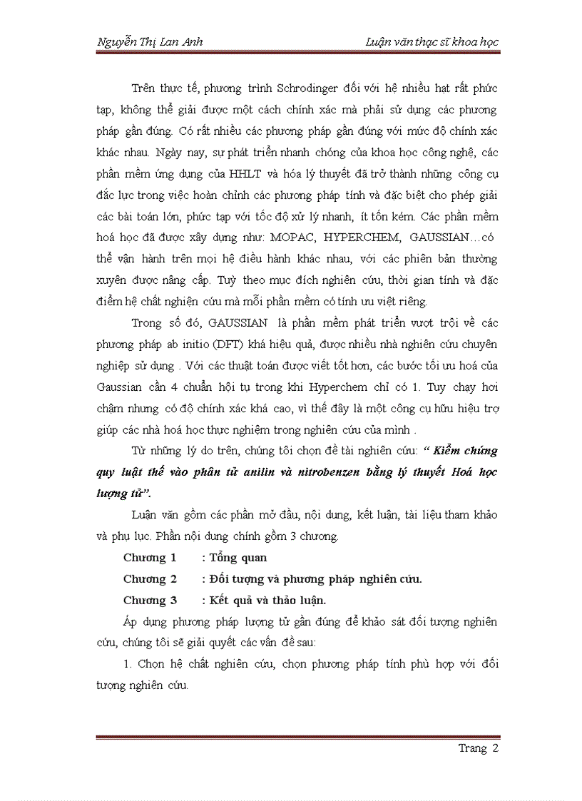 image for page Kiểm chứng quy luật thế vào phân tử anilin và nitrobenzen bằng lý thuyết Hoá học lượng tử