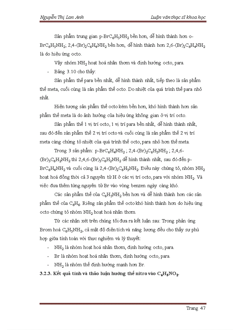 image for page Kiểm chứng quy luật thế vào phân tử anilin và nitrobenzen bằng lý thuyết Hoá học lượng tử