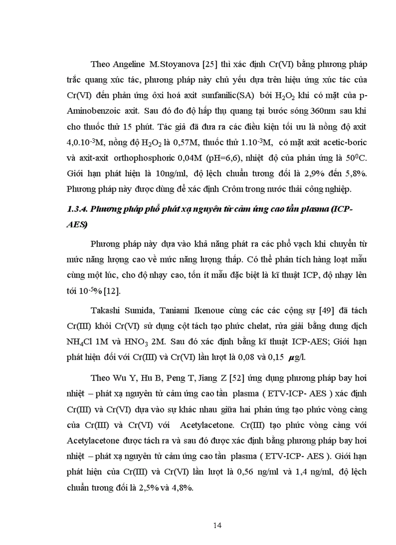 image for page Nghiên cứu tách làm giàu xác định lượng vết Cr III và Cr VI trong nước bằng kỹ thuật chiết pha rắn và phương pháp quang phổ