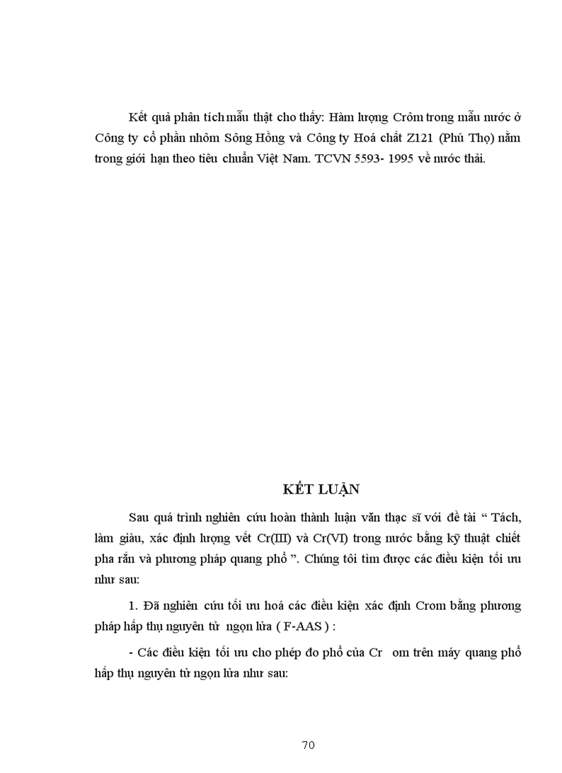 image for page Nghiên cứu tách làm giàu xác định lượng vết Cr III và Cr VI trong nước bằng kỹ thuật chiết pha rắn và phương pháp quang phổ