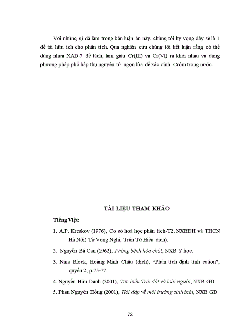 image for page Nghiên cứu tách làm giàu xác định lượng vết Cr III và Cr VI trong nước bằng kỹ thuật chiết pha rắn và phương pháp quang phổ