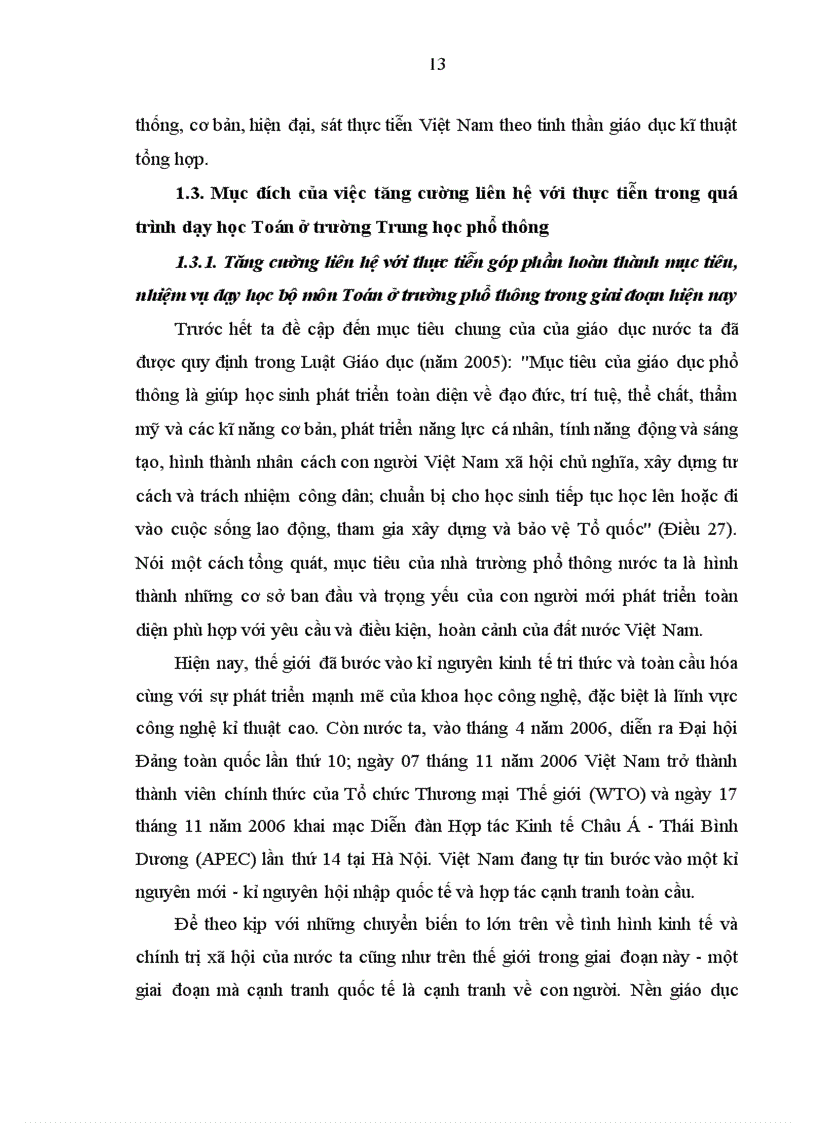 image for page Tăng cường liên hệ với thực tiễn trong quá trình dạy học một số chủ đề giải tích ở trường trung học phổ thông