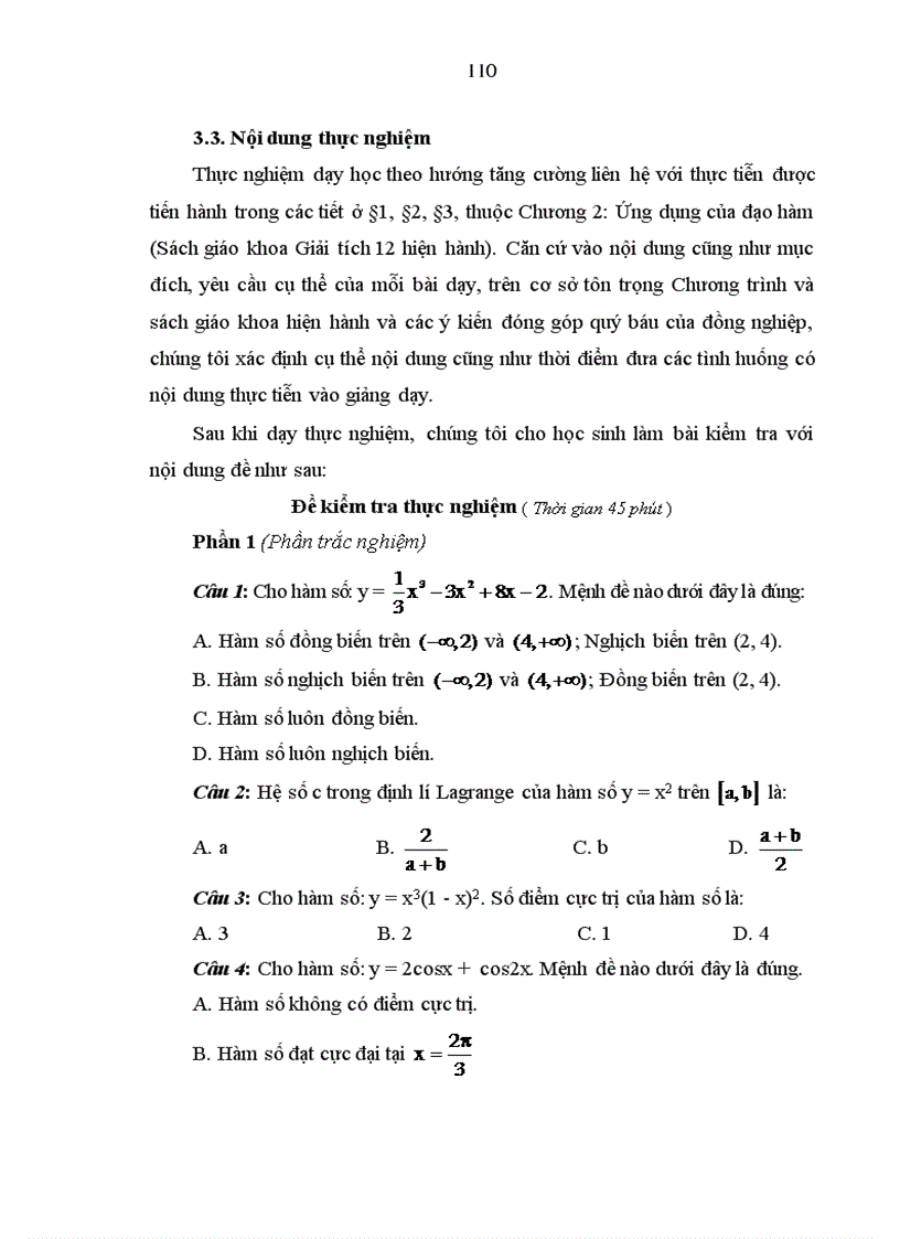 image for page Tăng cường liên hệ với thực tiễn trong quá trình dạy học một số chủ đề giải tích ở trường trung học phổ thông