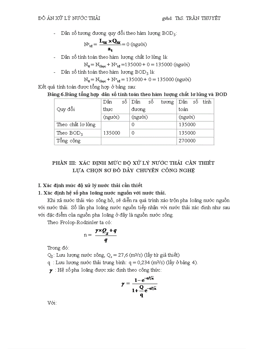 image for page Đồ án môn học xử lý nước thải Thiết kế sơ bộ trạm xử lý nước thải