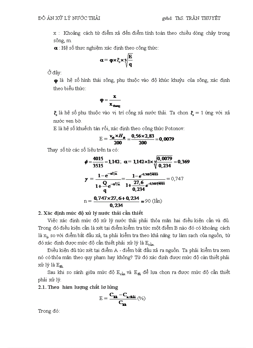 image for page Đồ án môn học xử lý nước thải Thiết kế sơ bộ trạm xử lý nước thải