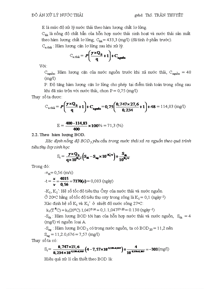 image for page Đồ án môn học xử lý nước thải Thiết kế sơ bộ trạm xử lý nước thải