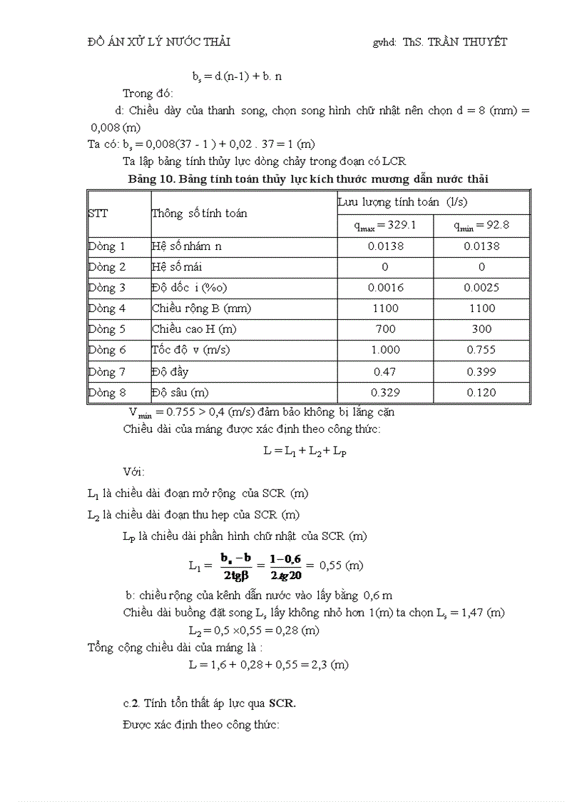 image for page Đồ án môn học xử lý nước thải Thiết kế sơ bộ trạm xử lý nước thải