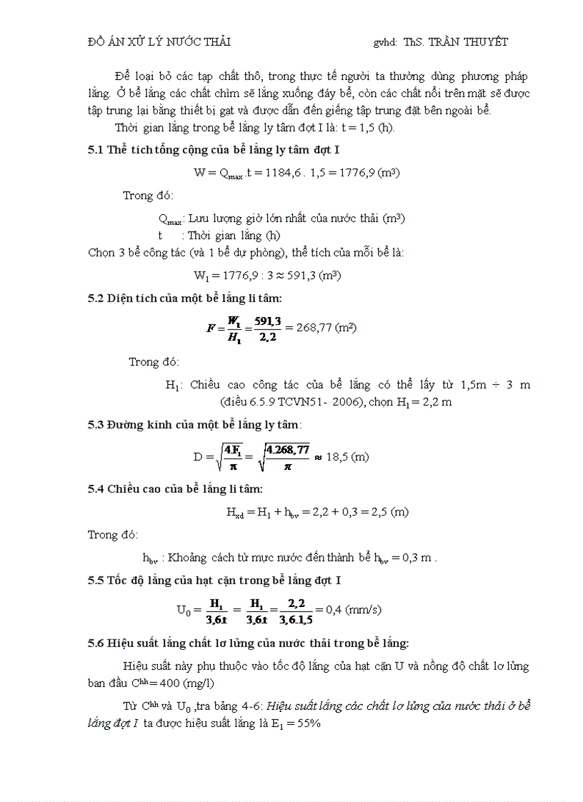 image for page Đồ án môn học xử lý nước thải Thiết kế sơ bộ trạm xử lý nước thải