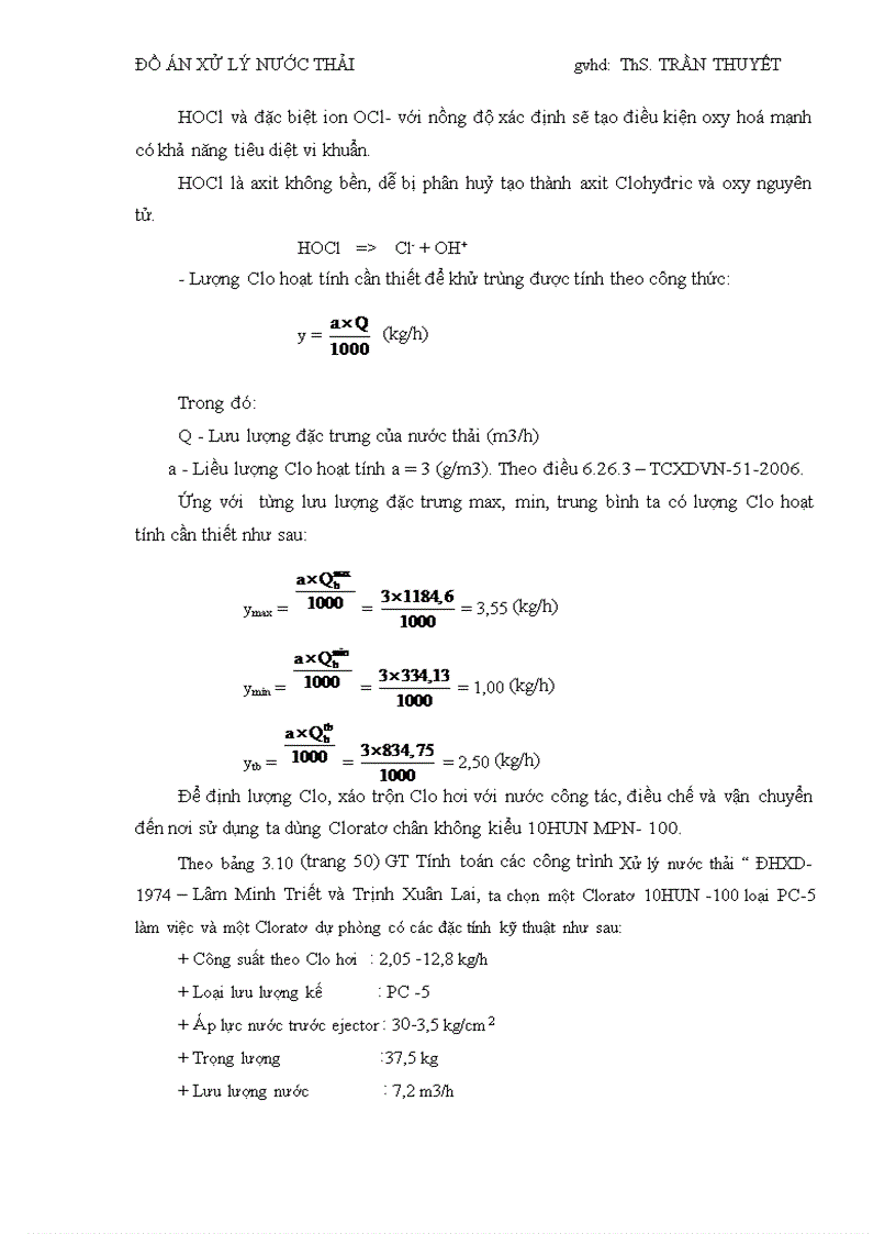 image for page Đồ án môn học xử lý nước thải Thiết kế sơ bộ trạm xử lý nước thải