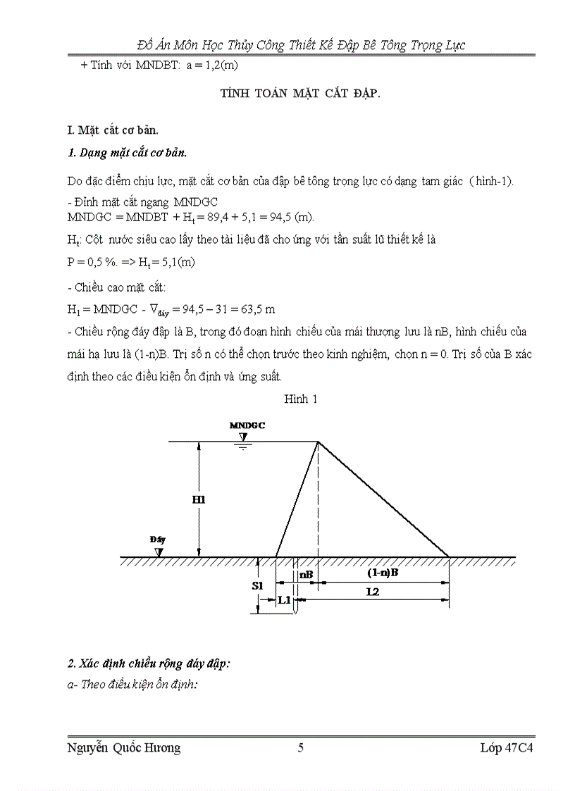 image for page Đồ Án Môn Học Thủy Công Thiết Kế Đập Bê Tông Trọng Lực