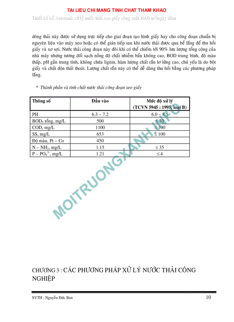 image for page Thiết kế bể aerotank xử lý nước thải xeo giấy công suất 1000 m3 ngày đêm