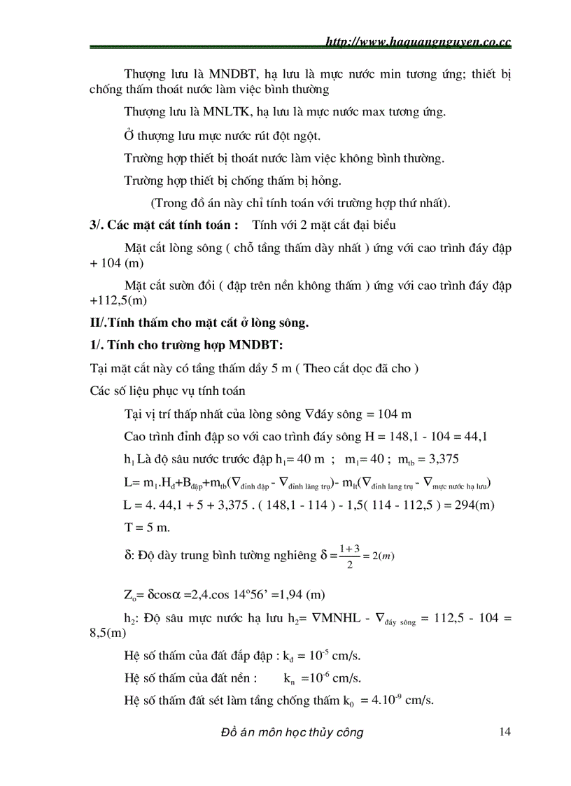 image for page Đồ án số 2 Thiết kế đập đất