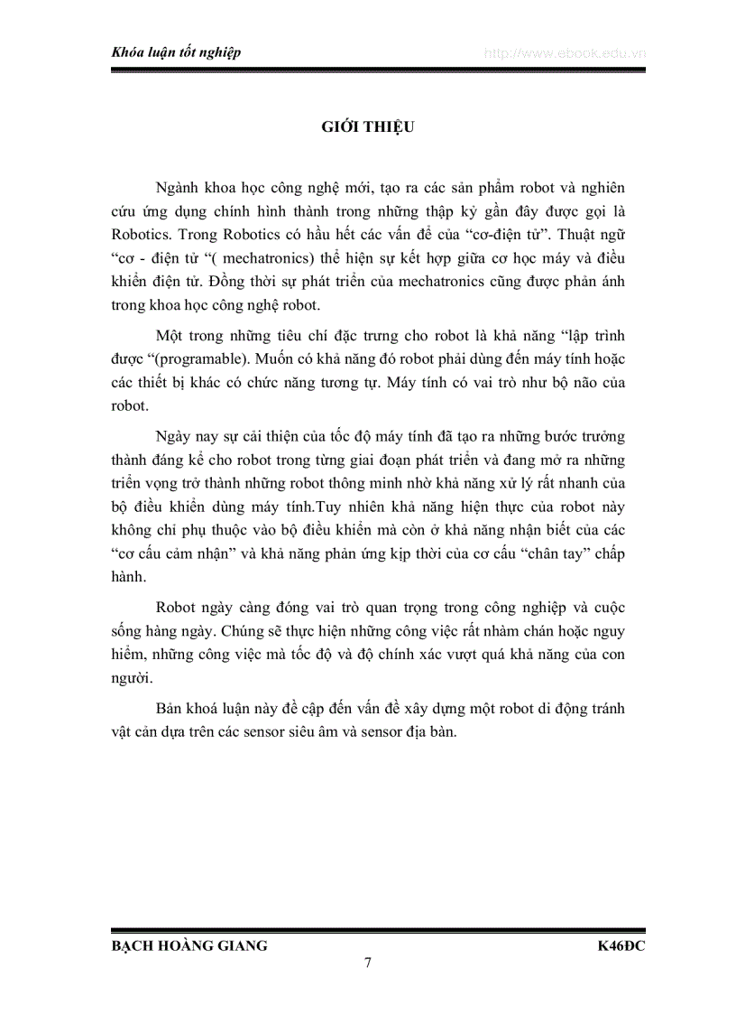 image for page Xây dựng robot di động tránh vật cản dựa trên các sensor siêu âm và sensor địa bàn