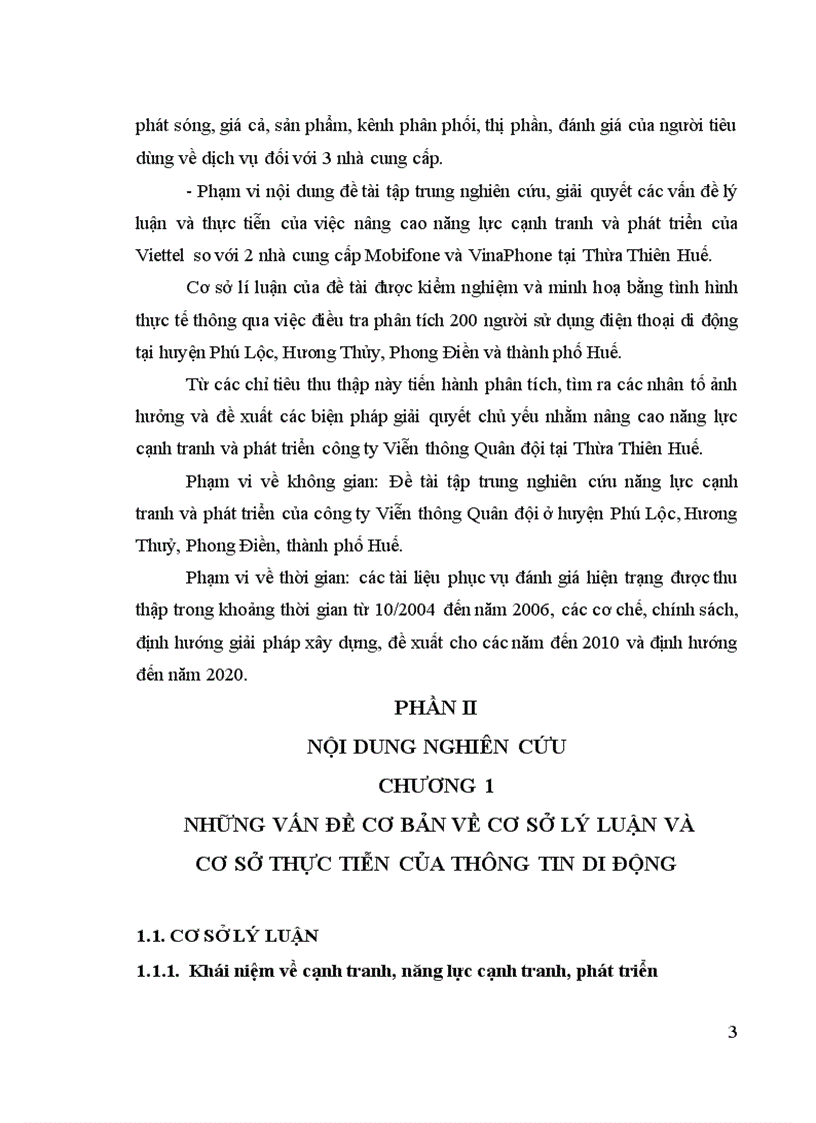 Giải pháp nâng cao năng lực cạnh tranh và phát triển thông tin di động của công ty Viễn thông Quân đội Viettel tại Thừa Thiên Huế
