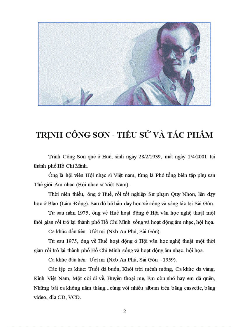 image for page Cái đẹp của ca từ trong nhạc phẩm trịnh công sơn