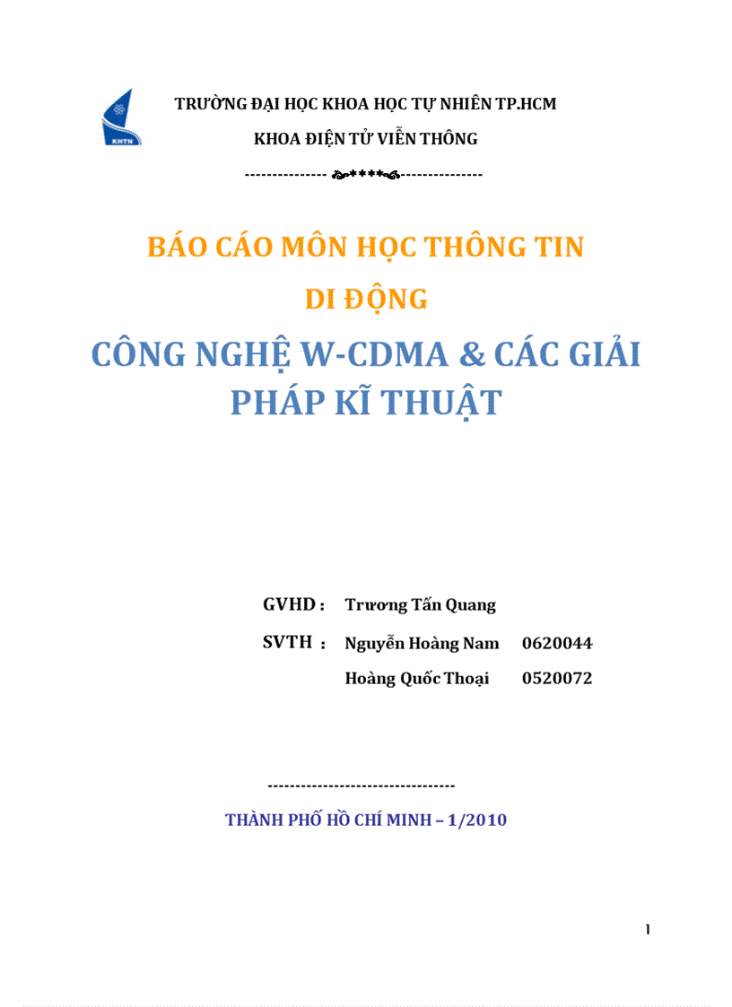 Công nghệ w cdma các giải pháp kĩ thuật