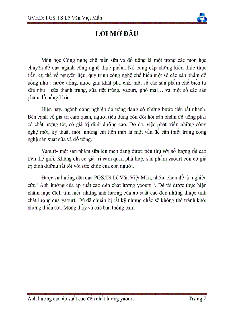 image for page Ảnh hưởng của áp suất cao đến chất lượng yaourt