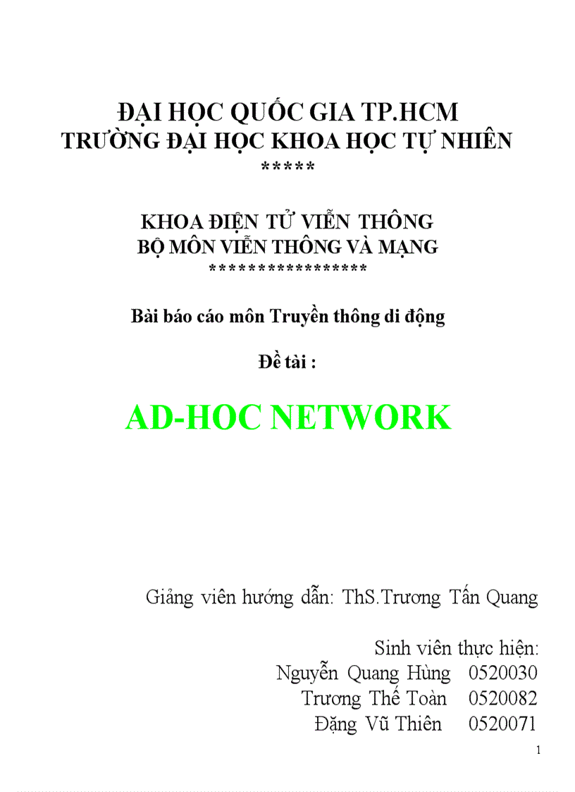 Ad hoc network